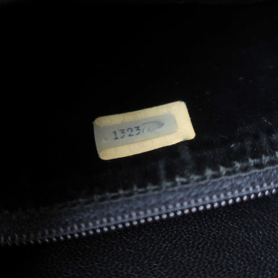 Rare Chanel Vintage Black Matelasse Quilted Top Handle 2way Shoulder Bag