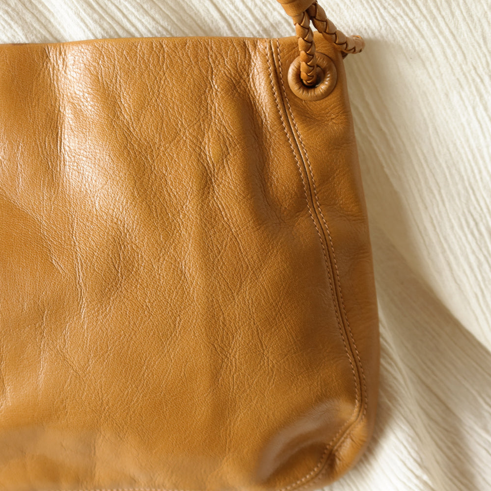 Bottega Veneta Vintage Light Brown Braided Knot Handle Shoulder Bag