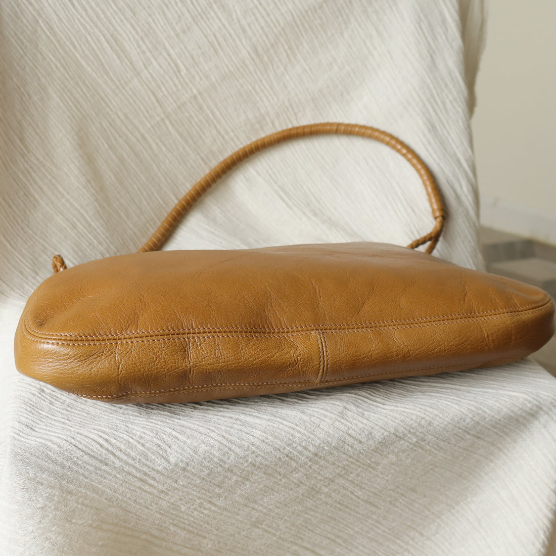 Bottega Veneta Vintage Light Brown Braided Knot Handle Shoulder Bag