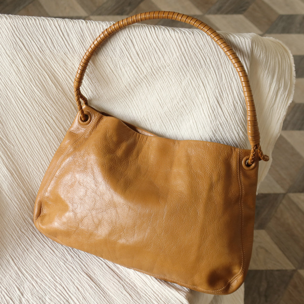 Bottega Veneta Vintage Light Brown Braided Knot Handle Shoulder Bag