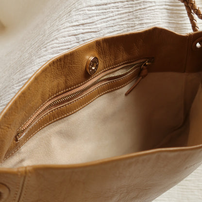 Bottega Veneta Vintage Light Brown Braided Knot Handle Shoulder Bag