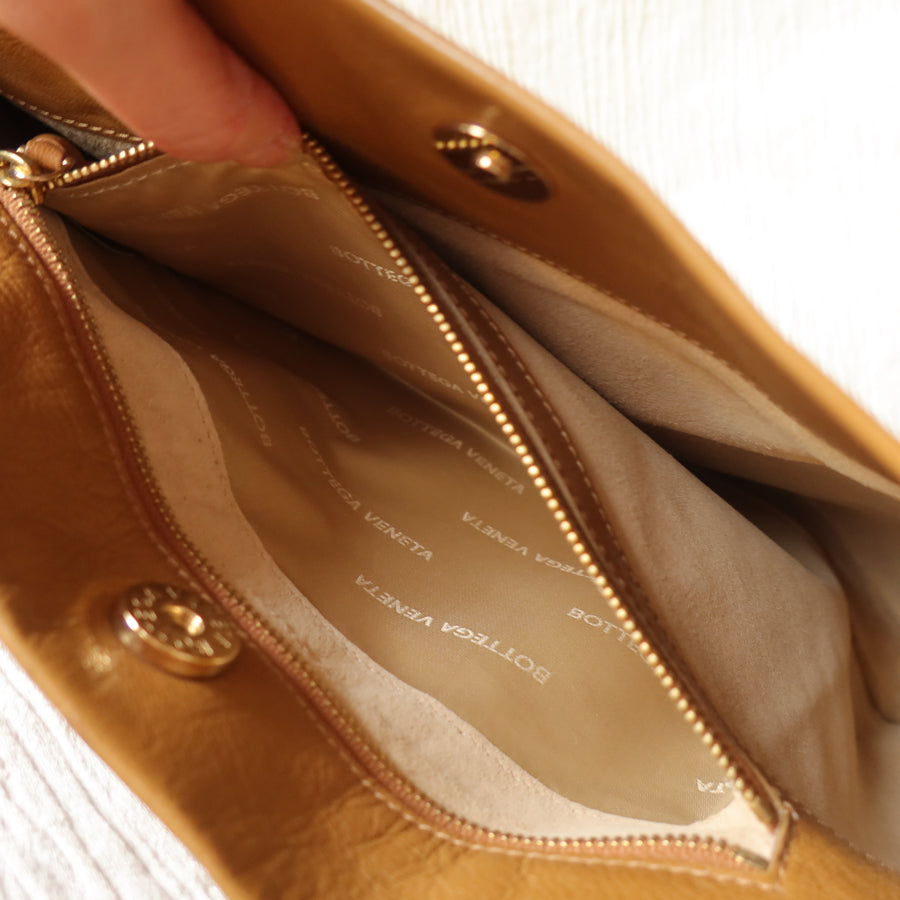 Bottega Veneta Vintage Light Brown Braided Knot Handle Shoulder Bag