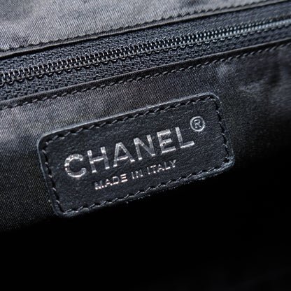 Chanel Vintage Diamond Stitching Coco charm Cabas Black Hobo Shoulder Bag L