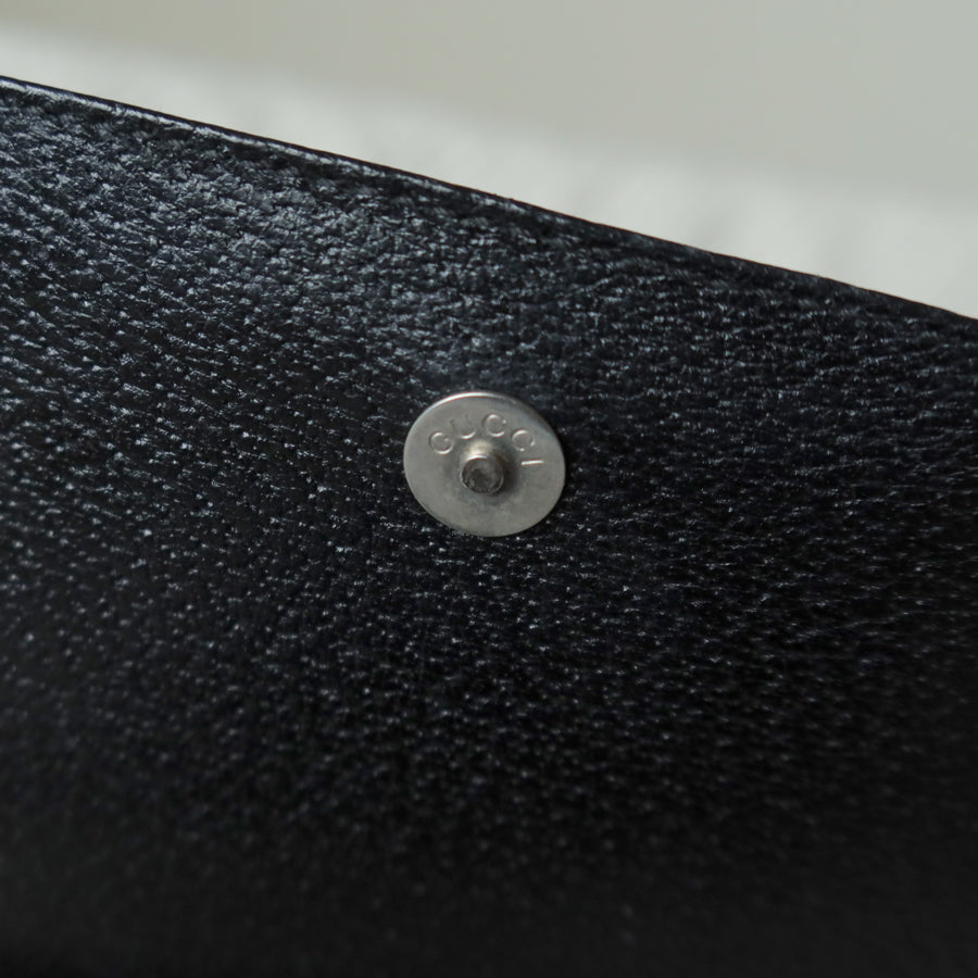 Gucci Vintage Black Grained Leather Sleek Shoulder Flap Bag