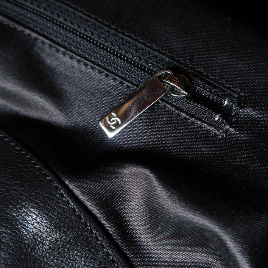 Chanel Vintage Diamond Stitching Coco charm Cabas Black Hobo Shoulder Bag L