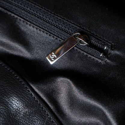 Chanel Vintage Diamond Stitching Coco charm Cabas Black Hobo Shoulder Bag L