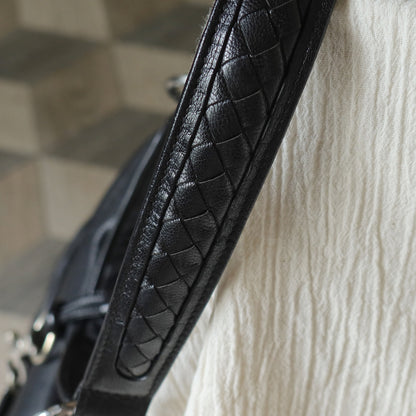 Bottega Veneta Vintage Black Intrecciato Leather Hobo One Shoulder Bag