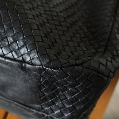 Bottega Veneta Vintage Black Intrecciato Leather Campana Large Hobo Shoulder Bag