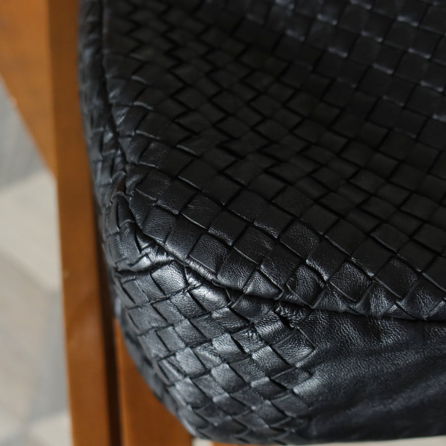 Bottega Veneta Vintage Black Intrecciato Leather Campana Large Hobo Shoulder Bag