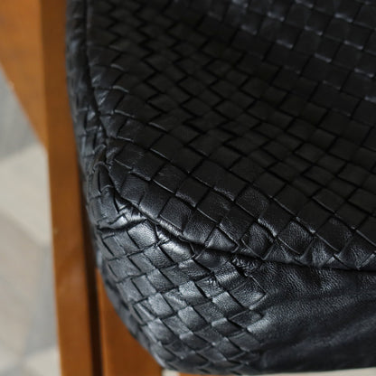 Bottega Veneta Vintage Black Intrecciato Leather Campana Large Hobo Shoulder Bag