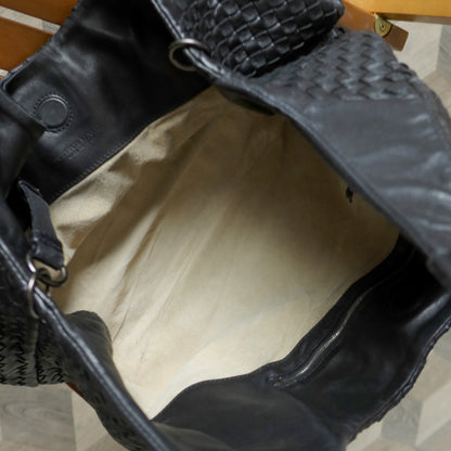 Bottega Veneta Vintage Black Intrecciato Leather Campana Large Hobo Shoulder Bag