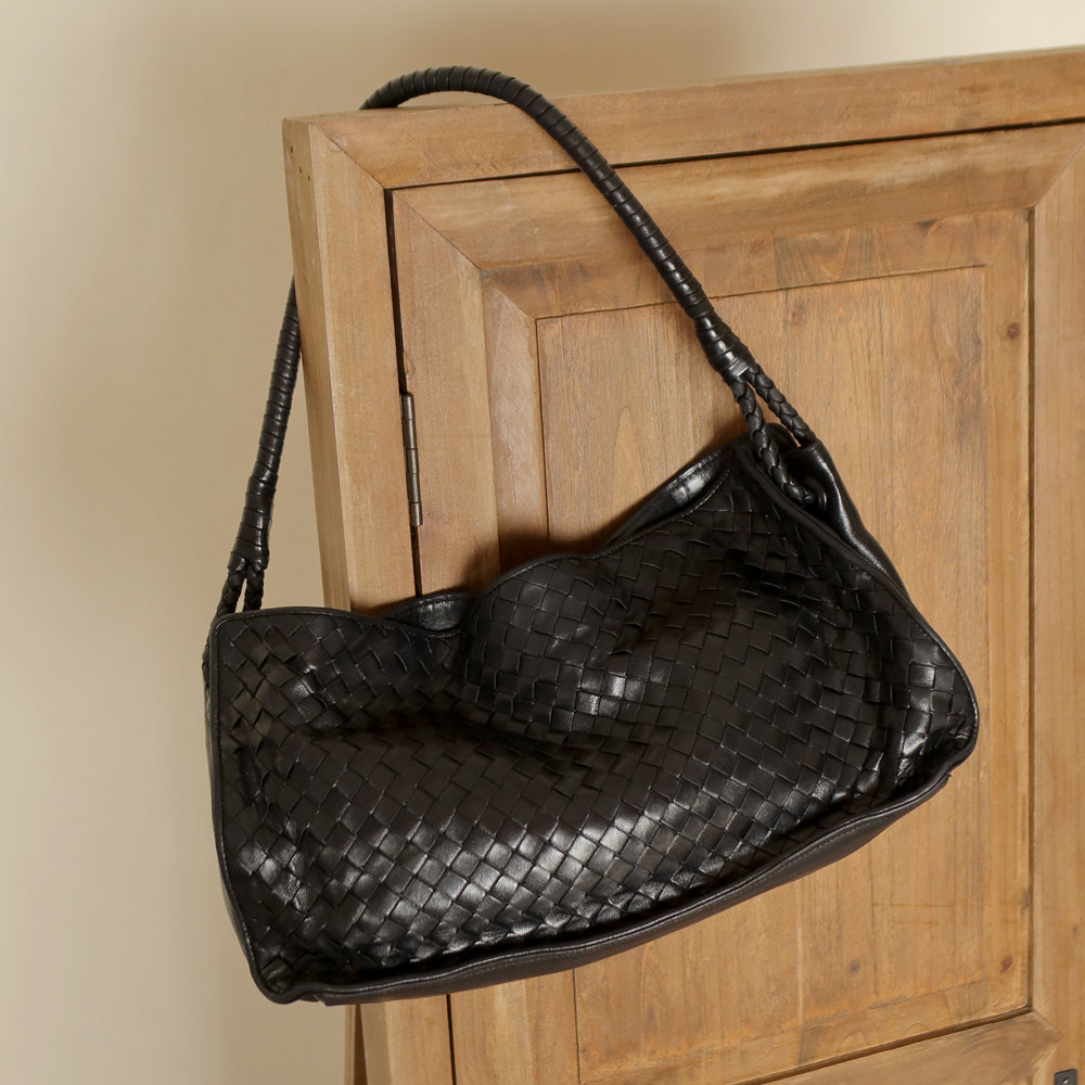 Bottega Veneta Vintage Braided Knot Intrecciato East West Shoulder Bag