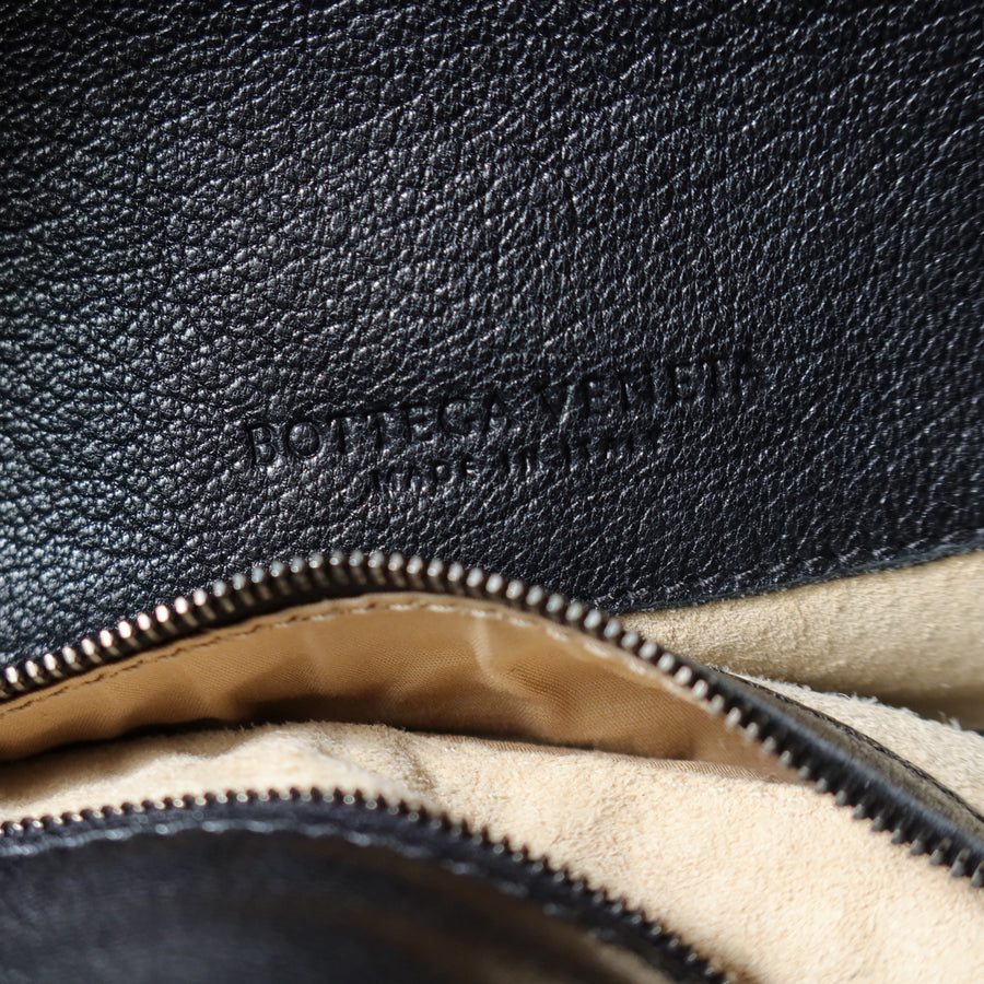 Bottega Veneta Vintage Black Intrecciato Leather Hobo One Shoulder Bag