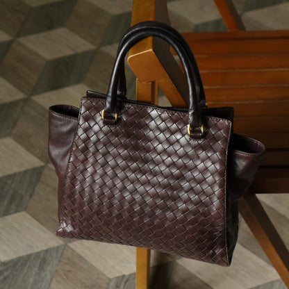 Bottega Veneta Vintage Dark Chocolate Brown Intrecciato Leather 2way Shoulder Bag