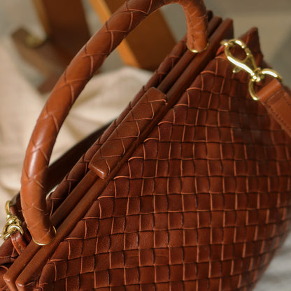 Bottega Veneta Vintage Brown Intrecciato Leather 2way Bag