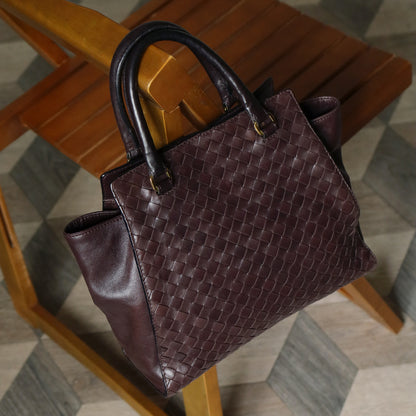 Bottega Veneta Vintage Dark Chocolate Brown Intrecciato Leather 2way Shoulder Bag