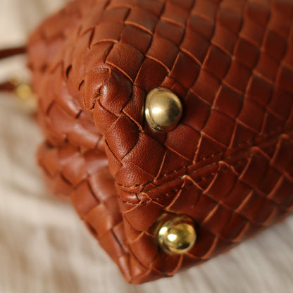 Bottega Veneta Vintage Brown Intrecciato Leather 2way Bag