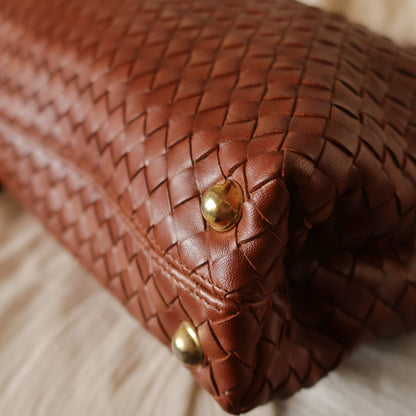 Bottega Veneta Vintage Brown Intrecciato Leather 2way Bag