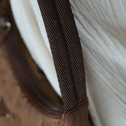 Prada Vintage Brown Nylon Tessuto Small Hobo Bag