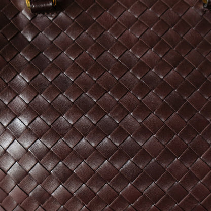 Bottega Veneta Vintage Dark Chocolate Brown Intrecciato Leather 2way Shoulder Bag