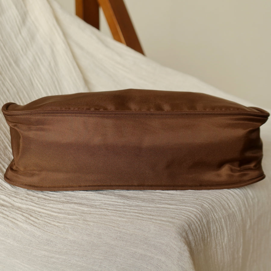 Prada Vintage Brown Nylon Tessuto Small Hobo Bag