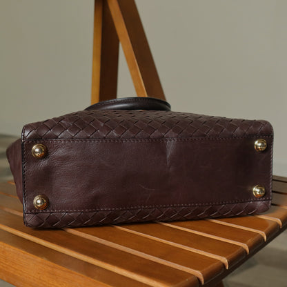 Bottega Veneta Vintage Dark Chocolate Brown Intrecciato Leather 2way Shoulder Bag