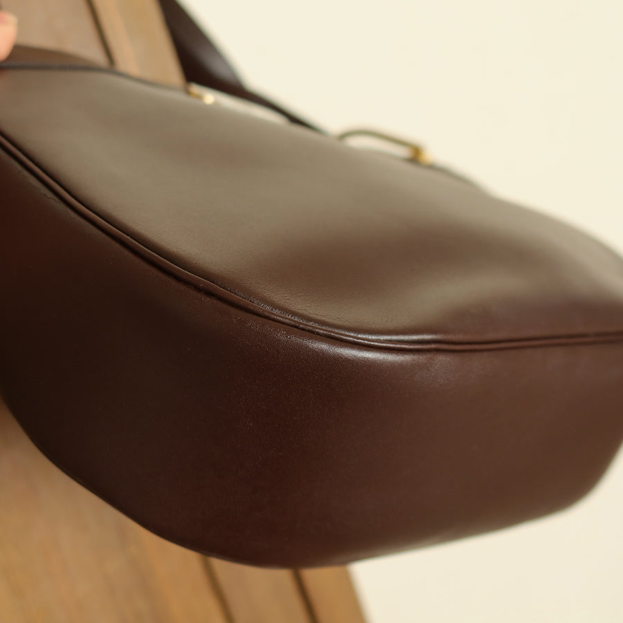 Christian Dior Vintage Classic Brown Leather Half Moon 2way Shoulder Bag