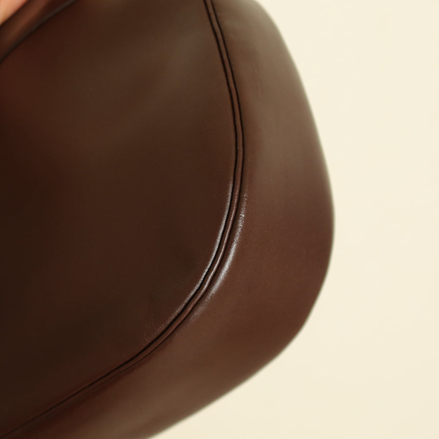 Christian Dior Vintage Classic Brown Leather Half Moon 2way Shoulder Bag