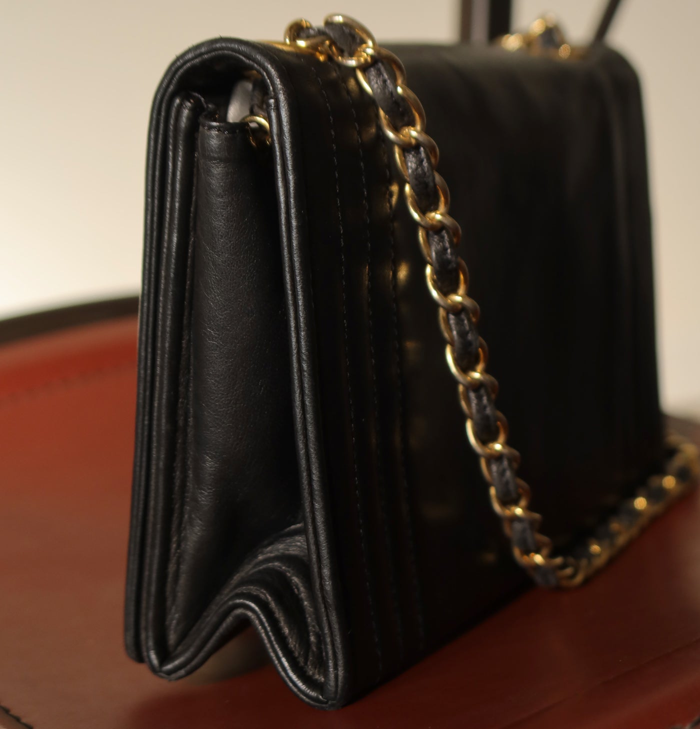 Chanel Vintage Stitched CC mark Black Lambskin Flap Bag