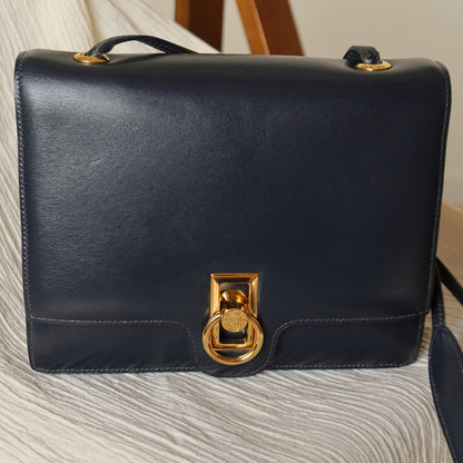 Vintage Hermès 1980s Emblem Ring Box Calf Shoulder Bag