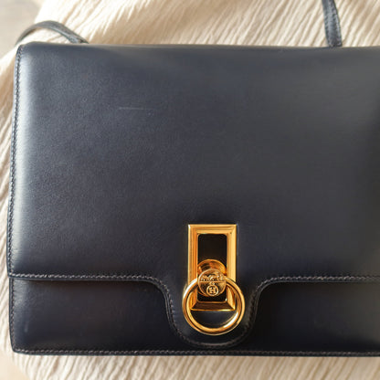 Vintage Hermès 1980s Emblem Ring Box Calf Shoulder Bag