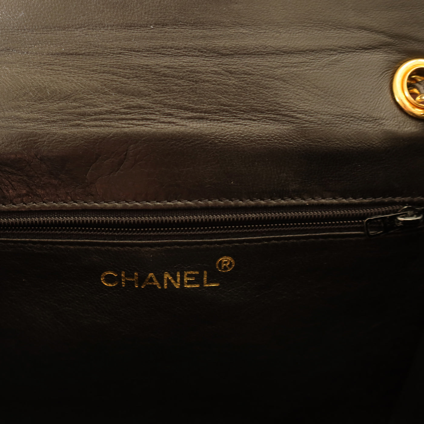 Chanel Vintage Stitched CC mark Black Lambskin Flap Bag
