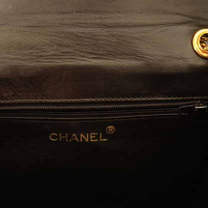 Chanel Vintage Stitched CC mark Black Lambskin Flap Bag