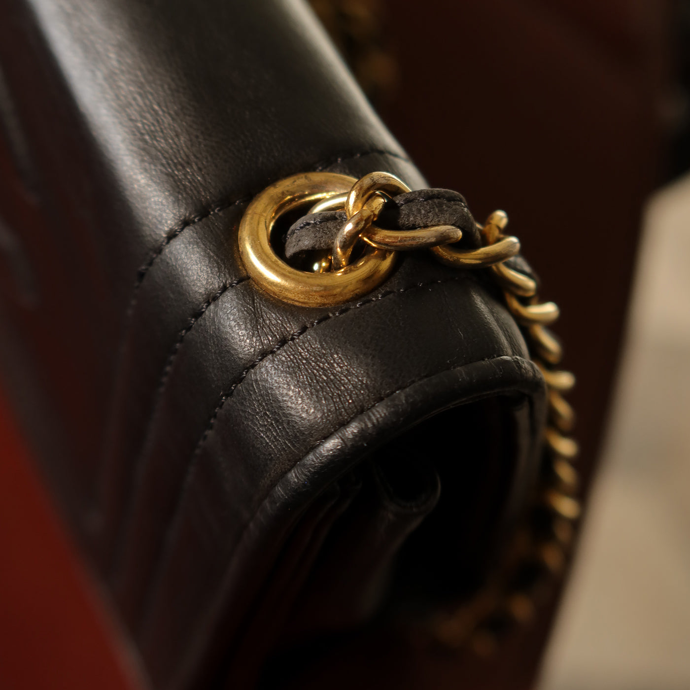Chanel Vintage Stitched CC mark Black Lambskin Flap Bag