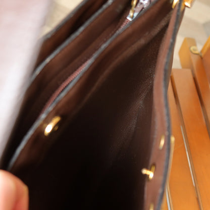 Christian Dior Vintage Classic Brown Leather Half Moon 2way Shoulder Bag