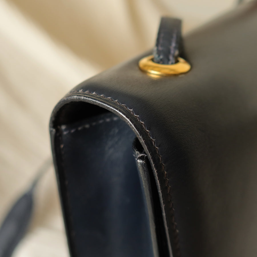 Vintage Hermès 1980s Emblem Ring Box Calf Shoulder Bag