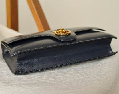 Vintage Hermès 1980s Emblem Ring Box Calf Shoulder Bag