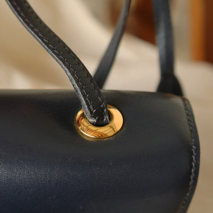 Vintage Hermès 1980s Emblem Ring Box Calf Shoulder Bag