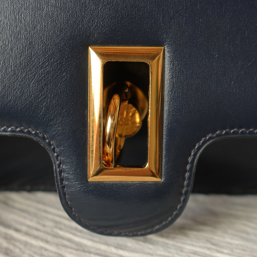 Vintage Hermès 1980s Emblem Ring Box Calf Shoulder Bag