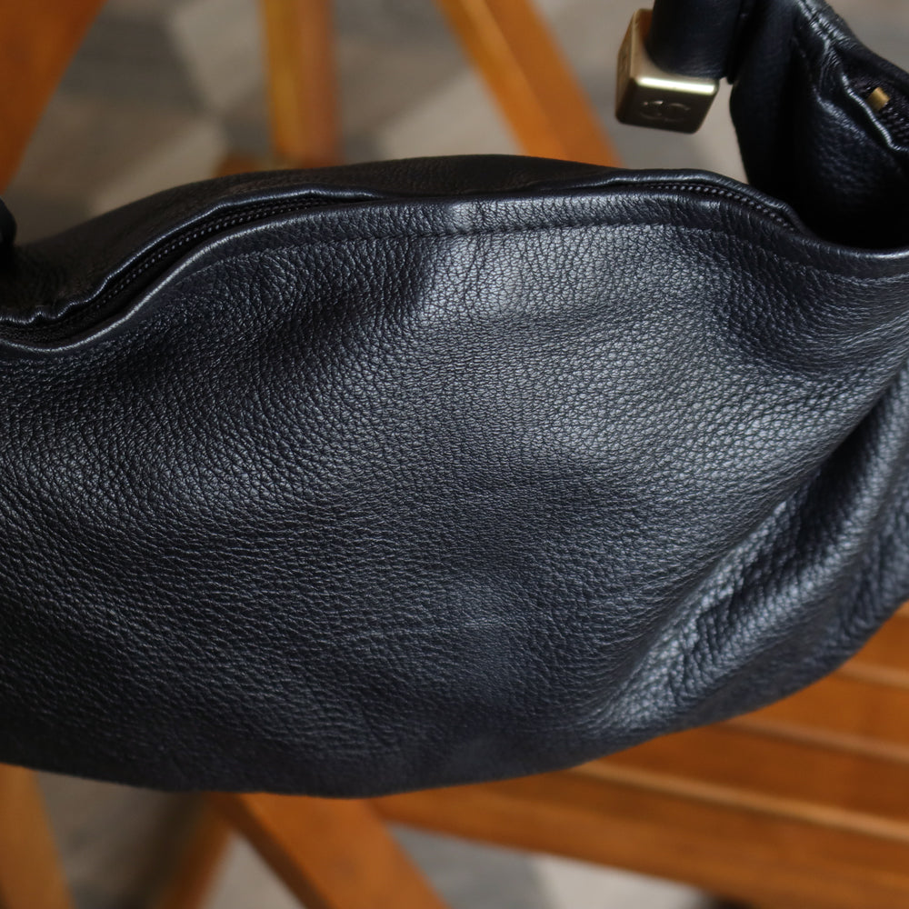 Chanel Vintage Black Calfskin Fringe Charm CC Dice 2way Hobo Bag S