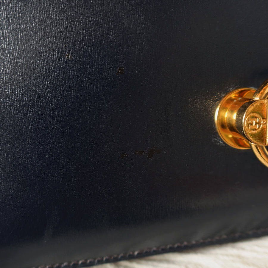 Vintage Hermès 1980s Emblem Ring Box Calf Shoulder Bag