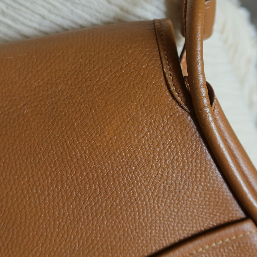 Hermès Vintage '80s Brown Leather Saddle H buckle Flap Shoulder Bag