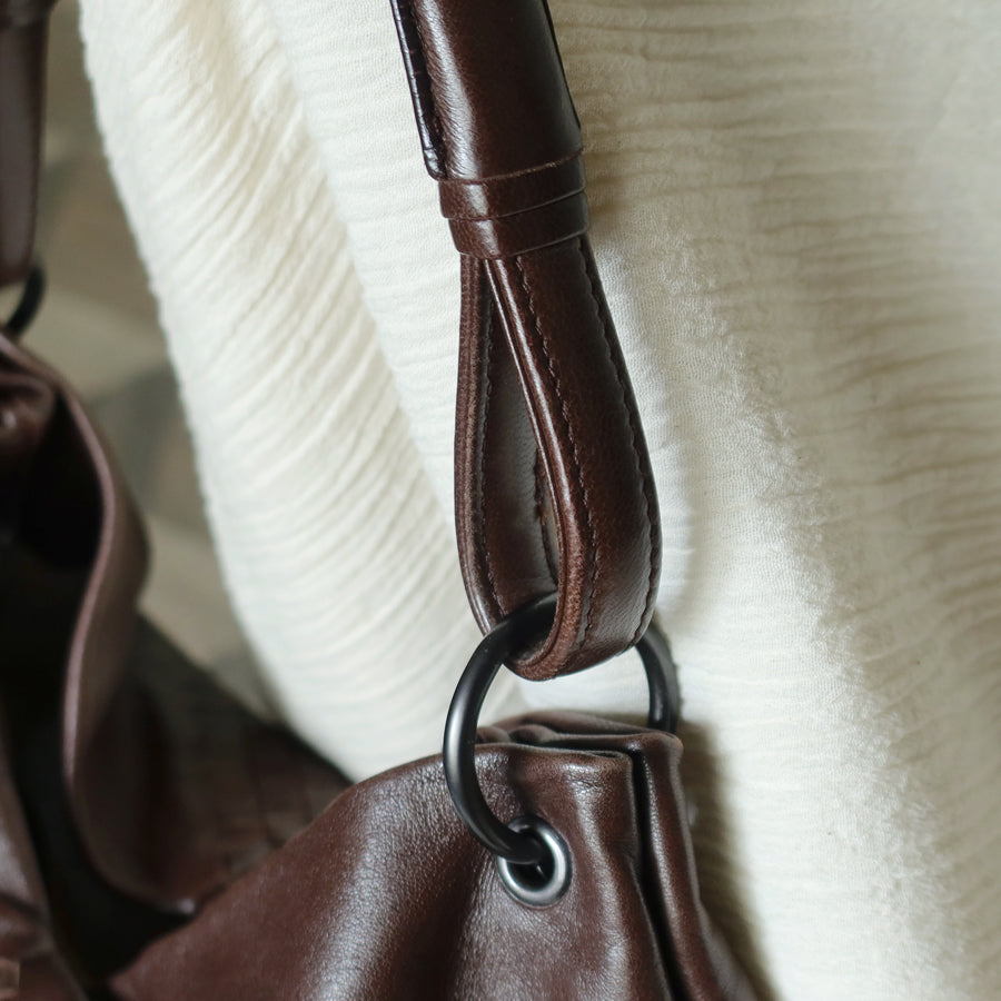 Rare Bottega Veneta Chocolate Brown Leather Intrecciato Weave Shoulder Bag