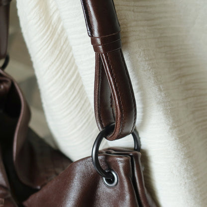 Rare Bottega Veneta Chocolate Brown Leather Intrecciato Weave Shoulder Bag