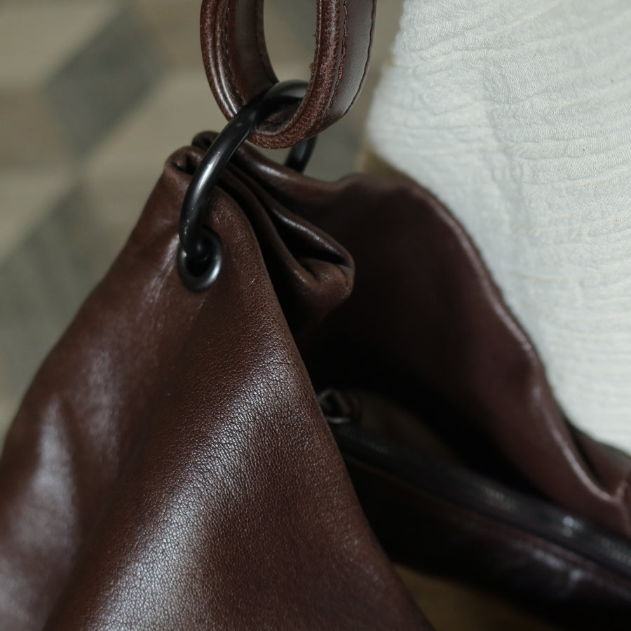 Rare Bottega Veneta Chocolate Brown Leather Intrecciato Weave Shoulder Bag