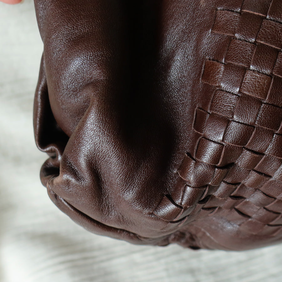 Rare Bottega Veneta Chocolate Brown Leather Intrecciato Weave Shoulder Bag