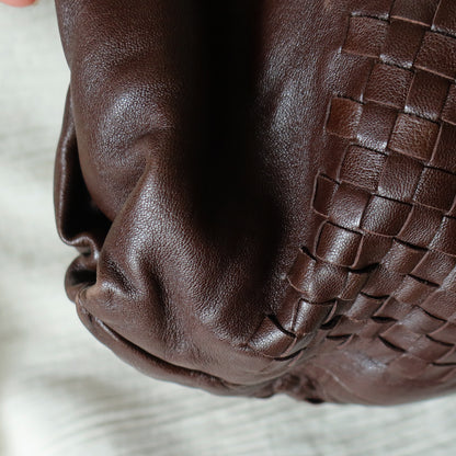 Rare Bottega Veneta Chocolate Brown Leather Intrecciato Weave Shoulder Bag
