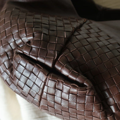 Rare Bottega Veneta Chocolate Brown Leather Intrecciato Weave Shoulder Bag