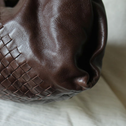 Rare Bottega Veneta Chocolate Brown Leather Intrecciato Weave Shoulder Bag