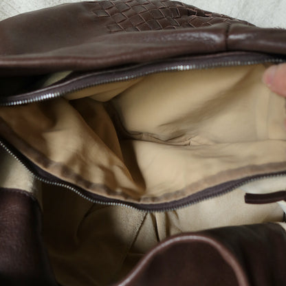 Rare Bottega Veneta Chocolate Brown Leather Intrecciato Weave Shoulder Bag